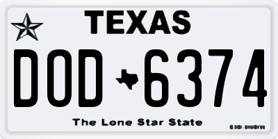 TX license plate DOD6374