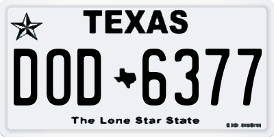 TX license plate DOD6377