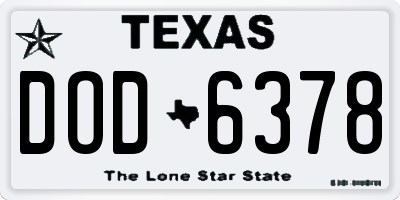 TX license plate DOD6378