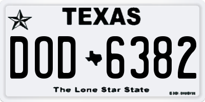 TX license plate DOD6382