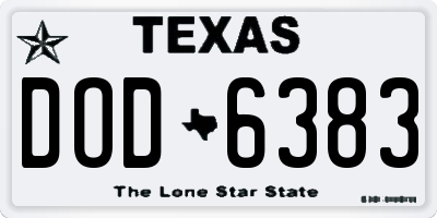 TX license plate DOD6383