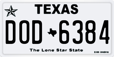 TX license plate DOD6384