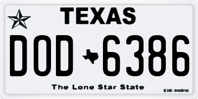 TX license plate DOD6386