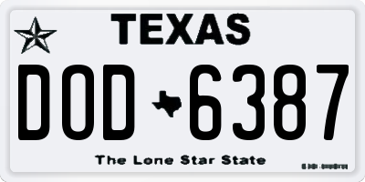 TX license plate DOD6387