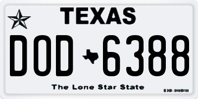 TX license plate DOD6388