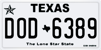 TX license plate DOD6389