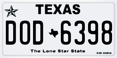 TX license plate DOD6398
