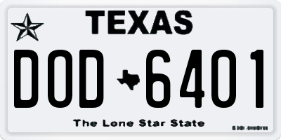 TX license plate DOD6401