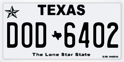 TX license plate DOD6402