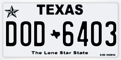 TX license plate DOD6403