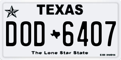 TX license plate DOD6407