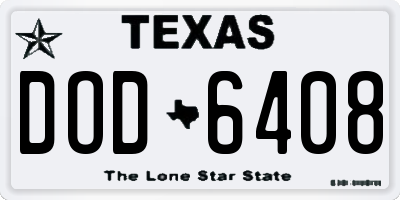 TX license plate DOD6408