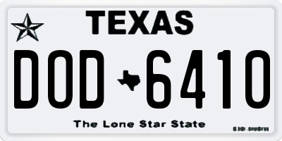 TX license plate DOD6410