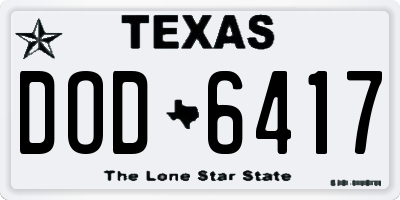 TX license plate DOD6417