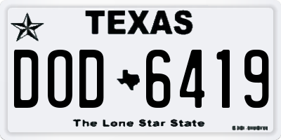 TX license plate DOD6419