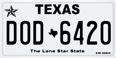 TX license plate DOD6420