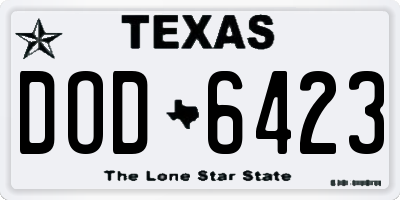 TX license plate DOD6423