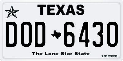 TX license plate DOD6430