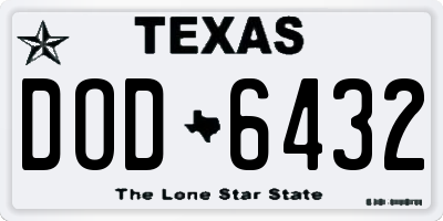 TX license plate DOD6432