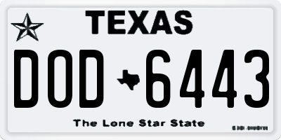 TX license plate DOD6443