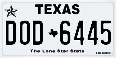 TX license plate DOD6445