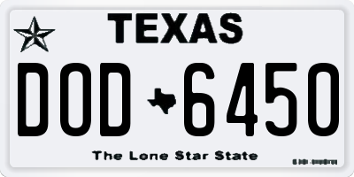 TX license plate DOD6450