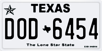 TX license plate DOD6454