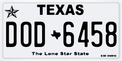 TX license plate DOD6458