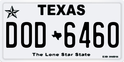 TX license plate DOD6460