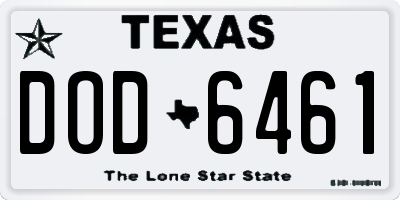 TX license plate DOD6461