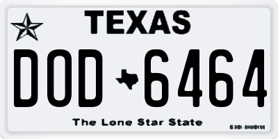 TX license plate DOD6464
