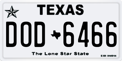 TX license plate DOD6466