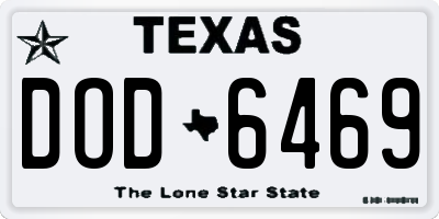 TX license plate DOD6469