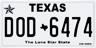 TX license plate DOD6474