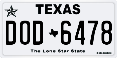 TX license plate DOD6478