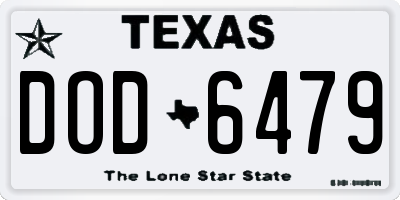 TX license plate DOD6479