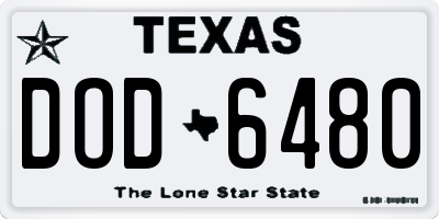 TX license plate DOD6480