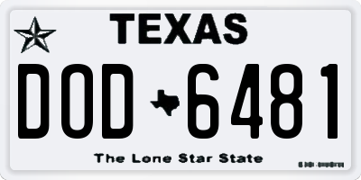 TX license plate DOD6481