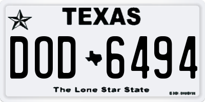 TX license plate DOD6494