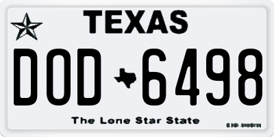 TX license plate DOD6498