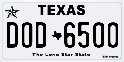 TX license plate DOD6500