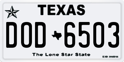 TX license plate DOD6503
