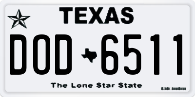 TX license plate DOD6511
