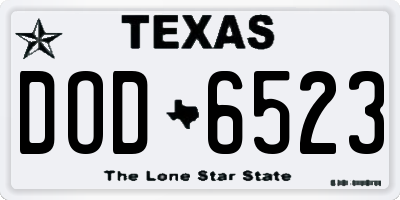 TX license plate DOD6523