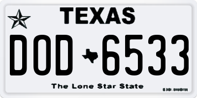 TX license plate DOD6533