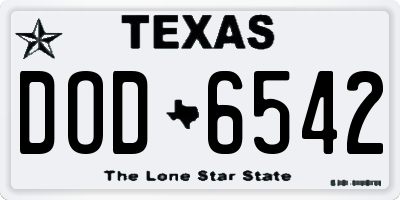 TX license plate DOD6542