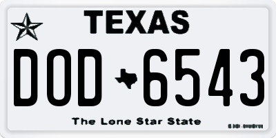 TX license plate DOD6543