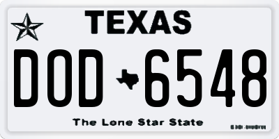 TX license plate DOD6548