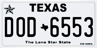 TX license plate DOD6553