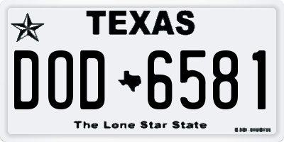 TX license plate DOD6581